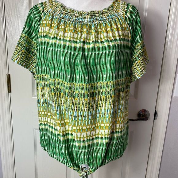CORAL BAY Petite Medium Multi-Green Top - Picture 7 of 7